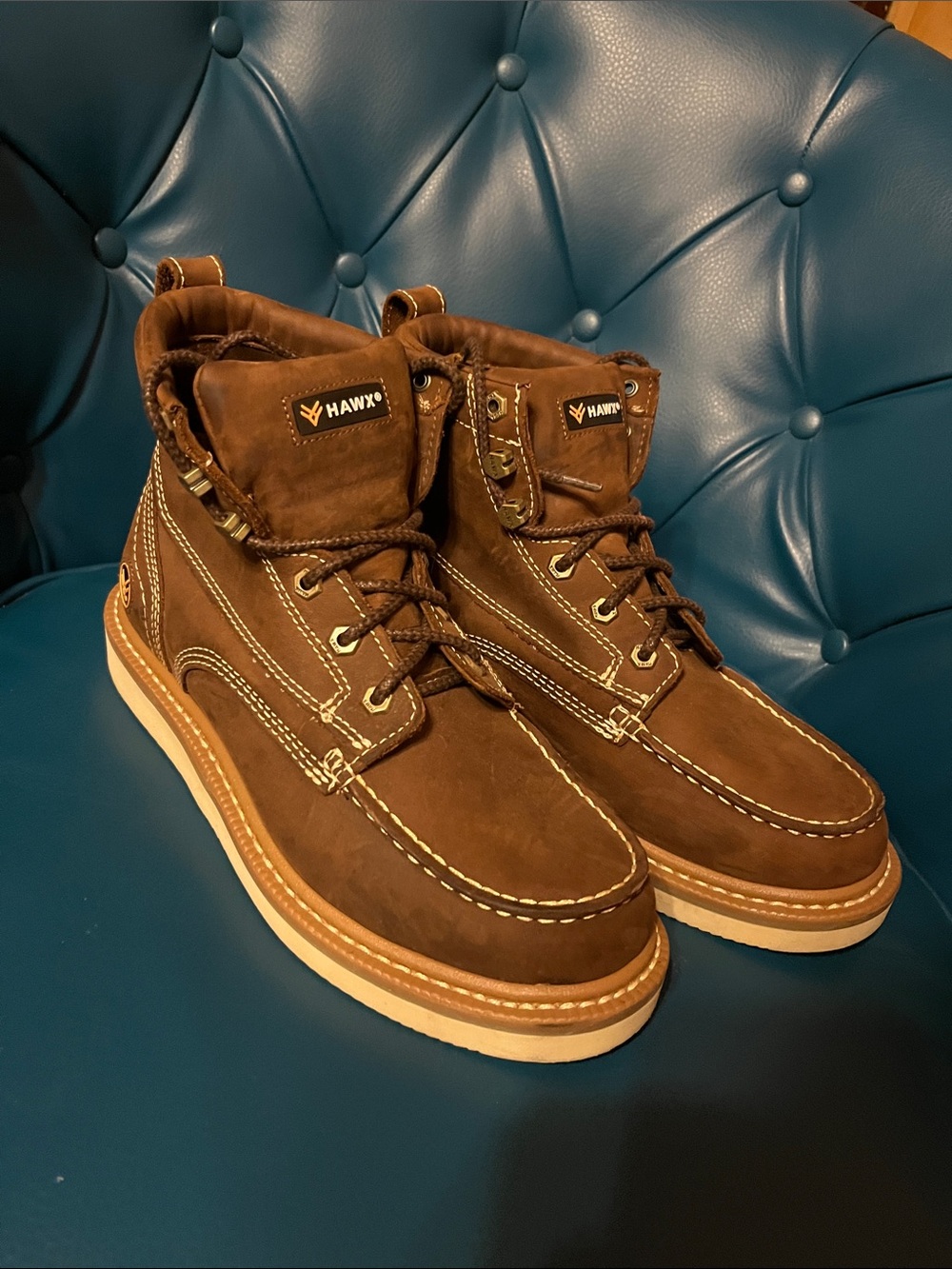 HAWX Men's Brown Leather 6” Work Boots